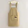 Avental fresco e simples à prova d'água para cozinhar na cozinha de casa, avental de jantar feminino, roupa de trabalho resistente à sujeira e à prova de óleo com impressão de logotipo