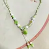 Collar con colgante de campana de mariposa de cerámica de estilo étnico retro para mujer, diseño nuevo y moderno, cadena larga para suéter, accesorios