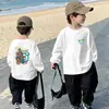 Camiseta Versátil de Cuello Redondo para Niños Estilo Primavera/Otoño Manga Larga para Niños Algodón Puro Bonita Capa Interior Camiseta Base para Niños Medianos y Grandes