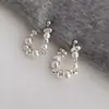 Brincos de Pérola com Design Irregular e Agulha de Prata Pura 999 Simples Versátil Novo Estilo 2026 Acessórios de Orelha