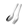Aço Inoxidável Fundo Plano Colher Garfo Infantil Talheres Criativos Fofos Colher Doméstica High-end Colher para Comida Complementar de Bebê Colher de Sobremesa