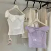 Blusa Tomara-que-caia Versátil com Laço Y.Jia Estilo Doce Francês de Verão para Mulheres 2369