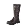 Botas para Hombre Talla Grande 38-48 Estilo Sencillo Punta Redonda Tacón Bajo Botas de Media Pantorrilla Botas Vaqueras Botas de Jinete Comercio Exterior Transfronterizo Individual