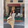 Vestido de Punto Hua Hua Yuan Ideal Omni Elegante Ceñidor de Cintura para Mujer, Diseño Otoño e Invierno, Vestido Largo Falso de Dos Piezas Hombros Descubiertos