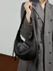 Bolso Croissant de Piel de Vaca de Primera Capa Bolso Diagonal Tipo Dumpling Nuevo de Piel Genuina Nicho Un Hombro Práctico para Viajes Cotidianos Color Sólido Piel Suave Bolso para Mujer