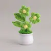 Planta en Maceta de Bizcocho Terminada Tejida a Mano Adorno para Escritorio de Oficina Día del Maestro Flor Artificial Tejida Regalo Pequeño Venta al por Mayor