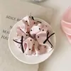 Goma para el pelo de satén con lunares rosas con lazo dulce, Cuerda para el pelo súper de hada, Banda elástica fresca y simple