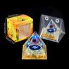 Adorno de Pirámide de Bola de Cristal Natural, Pieza de Decoración para el Hogar de Grava de Cristal Recubierta de Resina, En Caja
