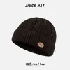 Gorro Tendência Retrô Tricô Trançado Cor Sólida Homens Outono Inverno Novo Quente para Exterior Lã Gorro de Esqui Estiloso de Nicho