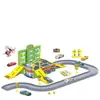 Estacionamento da cidade com 1 avião de plástico 2 carros conjunto Crianças DIY pista montada modelo brinquedo