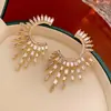Pendientes Geométricos de Estrella de Perlas con Diamantes Estilo Coreano, Lujo Ligero y Sensación de Alta Gama, Pendientes Personalizados de Moda y Exquisitos para Mujeres