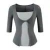 Camiseta de manga tres cuartos para mujer con look de dos piezas estilo coreano, nuevo diseño de otoño, top interior ajustado y adelgazante