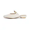 Versión de piel de oveja estilo verano zapatos mule sin espalda punta cuadrada sandalias de punta cerrada para mujer calzado de verano para exteriores tacón grueso medias zapatillas zapatos individuales