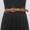 Cinturón fino de cuero estilo retro ins simple, versátil, negro, decorativo, estilo jeans, cinturón de piel de vaca para mujer