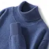 Suéter de lana pura para hombre, nuevo para otoño/invierno 2026, de importación transfronteriza, con cuello alto, corte holgado y base de punto de color liso