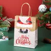 Sacola de Presente de Natal Transfronteiriça Sacola de Lembrancinha Estampada com Desenho de Papai Noel Sacola de Embalagem de Lanche para Festa de Fim de Ano