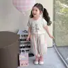 Conjunto Casual de Verano para Niñas 2026 Ropa Nueva para Niños Ropa Fina de Verano Pantalones de Manga Corta Conjunto de Dos Piezas para Bebés Niñas