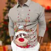 Camisa POLO de Manga Larga para Hombre Nueva de Amazon Transfronteriza Navidad Casual a la Moda Transpirable Estampada Polo