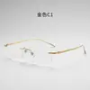 Óculos Sem Aro de Titânio Puro para Negócios Danyang Ultra-Leves Sem Aro Lentes Transparentes Armação Quadrada Óculos de Miopia Masculinos para Negócios Danyang