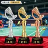 Trofeos de cristal hechos a medida para competiciones de bádminton, premios y recuerdos personalizados para campeones de eventos deportivos individuales y de dobles