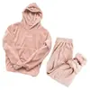 Pantalones de Linterna de Hada de Coral Polar Cálidos Conjunto de Suéter con Capucha Otoño e Invierno Casual Talla Grande Holgado Ropa Exterior Ropa para el Hogar