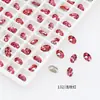 Rhinestones para Uñas Dongzhou Crystal Light Color Rojo Rosa con Base Puntiaguda, Corazón Inclinado, Brillo Deslumbrante, Decoraciones para Uñas de Corazón de Cristal K9 Color Durazno, Corazón Inclinado Rectangular