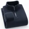 Lana de OvejaSudadera con Media Cremallera y Cuello Alto para Hombre de Otoño e Invierno, Forrada de Polar, Engrosada, Cálida Prenda de Polar, Camiseta Base