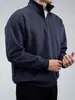 Sudadera de punto pesado con cuello alto y media cremallera CsmyGzx Zerotox con hombrera deconstruida, antiarrugas, para hombre, Primavera