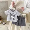 Conjunto de Ropa de Verano para Bebé Niño, Conjunto de Dos Piezas con Top Delgado de Manga Corta y Pantalones, Estilo de Dibujos Animados Moderno para Salidas