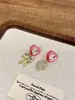 Dulce Collar de Perlas Barrocas, Colgante de Lazo de Corazón, Elegante Cadena para Clavícula, Exquisitos Aretes de Moda Juvenil