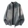 Cardigan Tricot Jacquard Retro Masculino com Zíper Peça de Roupa Outono Inverno Gola Alta Estilo Solto Preguiçoso Suéter Engrossado 2026