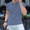 Polo de Manga Corta para Hombre de Marca a la Moda Letra Bordada Popular Top para Hombre Verano Nuevo Ajustado Cómodo y Guapo