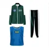 Ropa Deportiva para Niños Otoño Cuello Alto Cremallera Sudadera Verde Oscuro Conjunto de Tres Piezas X-O Chaleco Nuevo
