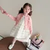 Conjunto de Ropa de Primavera para Niñas 2026 Nuevo Suéter Cardigan Vestido en Capas Vestido Infantil Vestido de Bebé para Primavera y Otoño Falda de Princesa