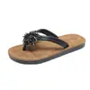 Chanclas Planas de Puntera Abierta con Fuegos Artificiales de Pedrería para Mujer Moda Verano 2026, Elegantes Sandalias de Tira de Dedo para Playa y Uso al Aire Libre