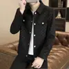 Jaqueta Curta de Primavera e Outono Moda Masculina Casaco Jacquard 2026 Novo Estilo Juventude High-End Gola Lapela Top Jaqueta Floral