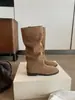 Mismo Estilo que la Mamá Uva, Aumento de Altura de 3 cm~ Nuevo Estilo Coreano 2026 Punta Redonda Versátiles Adelgazantes Botas de Monta de Piel de Vaca de Media Caña para Mujer