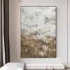 Pintura Decorativa Abstrata Dourada Minimalista de Luxo Leve Estilo Italiano para Parede de Fundo de Hotel, Apartamento, Pousada, Sala de Estar e Hall de Entrada