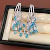 Pendientes de Plata Recubierta de Oro Real de 18K con Aguja de Plata, Zirconia y Borla de Gota de Agua, Pendientes de Lujo Ligero de Gama Alta, Exquisitos Accesorios para Orejas Estilo Palacio