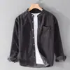 Camisa de Trabajo Transfronteriza Nueva Tendencia Primavera/Verano 2026 para Hombre, Casual, de Pana, Manga Larga, Cuello Alto, Estilo Chaqueta