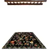 Alfombra de Piso de Terciopelo Floral Vintage para Sala de Estar y Dormitorio del Hogar, Alfombra Decorativa Resistente al Desgaste, Felpudo Antideslizante Absorbente de Agua, Alfombra Resistente a la Suciedad