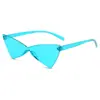 Gafas de Sol Triangulares sin Marco Estilo Ojo de Gato de Moda Europea y Americana, Gafas de Sol Personalizadas de Colores Caramelo, Gafas para Fiesta Estilo Calle de Celebridad de Internet