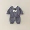 Outono Infantil Novo Casual Desenho Animado Fofo Menino Bebê Início do Outono Conjunto de Duas Peças Hoodie Primavera e Outono Conjunto de Duas Peças Estilo Outono