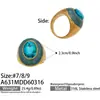 Anillo de Acero Inoxidable con Piedra de Vidrio Incrustada y Esmalte Vintage, Anillo para Dedo Índice de Bloques de Color Lujosos y Hermosos
