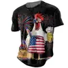 2024 comercio exterior transfronterizo verano nuevo gallo europeo y americano impresión digital 3D manga corta cuello redondo camiseta top para hombre