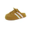 Birkenth Baotou Medias Zapatillas Mujer Verano Ropa Exterior Retro Pequeño Aumento de Altura Slip-on Con Cordones Perezoso Casual Zapatos de Entrenamiento Alemanes