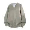 Novedad Otoño/Invierno 2026: Suéter Holgado y Cómodo para Hombre con Cuello en V y Aspecto de Dos Piezas, Top Casual Americano de Calle de Manga Larga