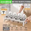 Caja de condimentos de acero inoxidable con compartimentos para condimentos, mermelada e ingredientes en polvo para hielo, adecuada para puestos