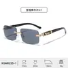 Gafas de sol cuadradas sin montura de lujo ligero europeas y americanas con patillas decoradas de leopardo, exquisitas y de alta gama, alta definición, casuales y elegantes