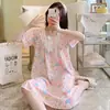 Pijama feminino verão manga curta plus size para menina gordinha camisola doce estilo princesa renda fofa roupa de casa